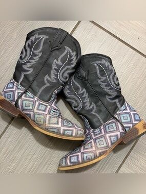 Roper Black & Purple Geometric Western Boots